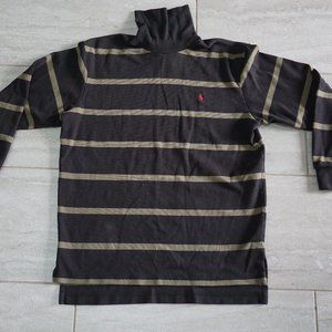 Vintage Polo Ralph Lauren Striped Turtle Neck Sweater Mens M Cotton Brown/Tan